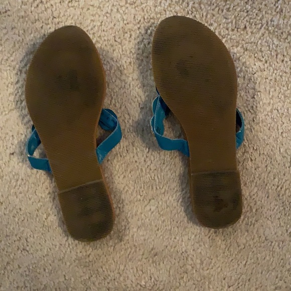 Turquoise jewelled flip flops - Picture 2 of 2